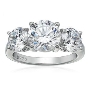 Sterling Silver Round 3-Stone Ring