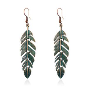 Green Bronze Leaf Earrings
