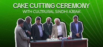 Cake Cutting Ceremony with Cultrural Sindhi Ajrak