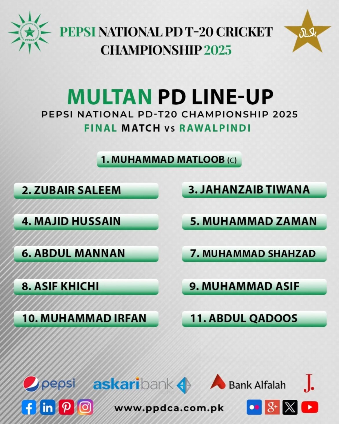 Pepsi National PD T-20 Cricket Championship 2025 - Physical Disable Cricket Associate