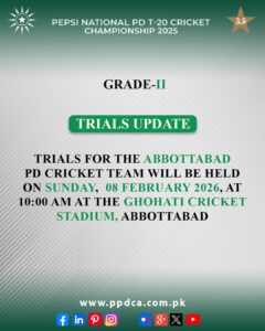 ABBOTTABAD PD Cricket Team - Physical Disable Cricket Associate 2026